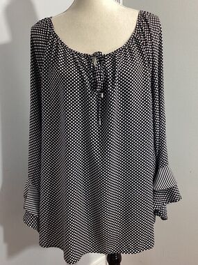 VINTAGE FRED DAVID PLUS 2X POLKA DOT BLOUSE TUNIC 100% RAYON PHEASANT STYLE